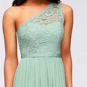 Dusty Sage One Shoulder Davids Bridal Dress